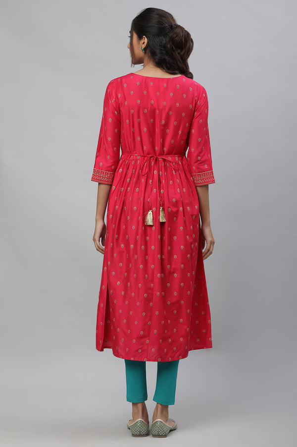 Pink A-live Placement Printed Festive Kurta