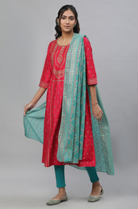 Pink A-live Placement Printed Festive Kurta