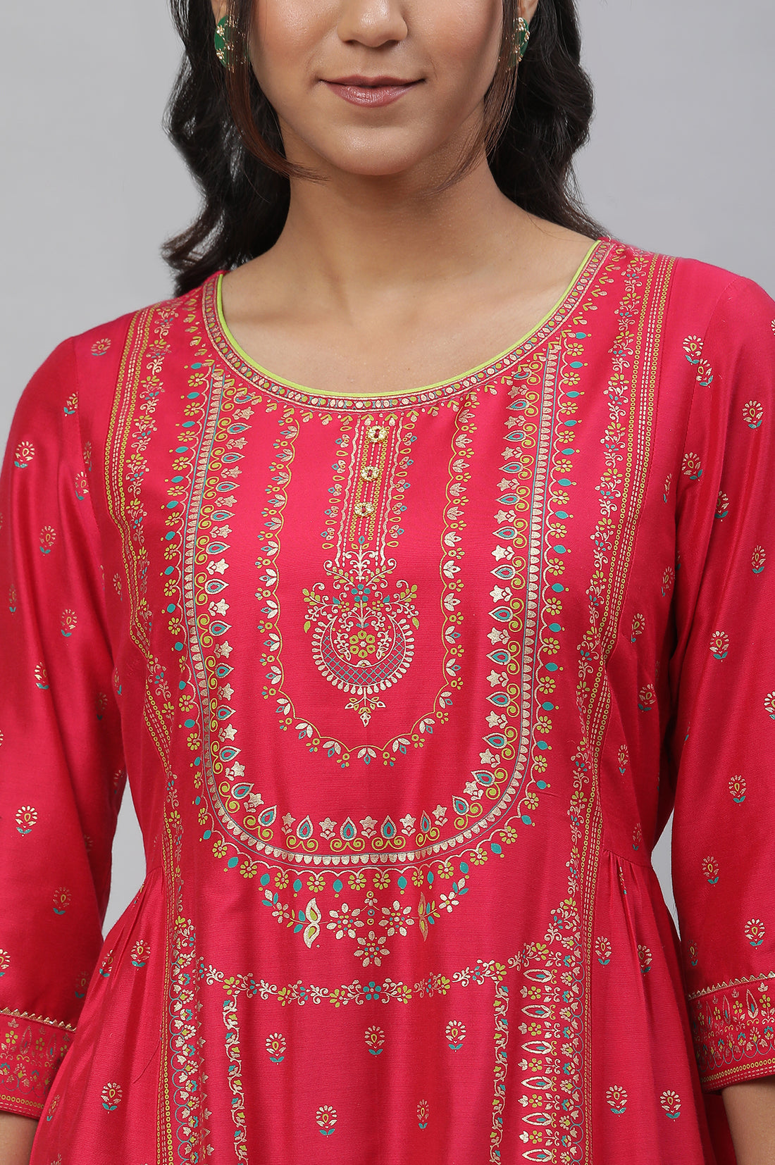 Pink A-live Placement Printed Festive Kurta