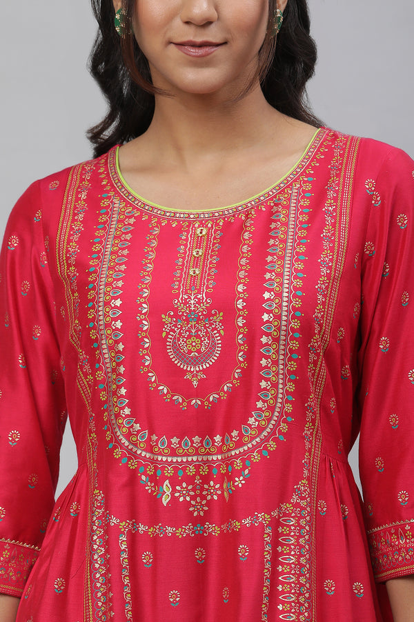 Pink A-live Placement Printed Festive Kurta