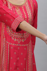 Pink A-live Placement Printed Festive Kurta