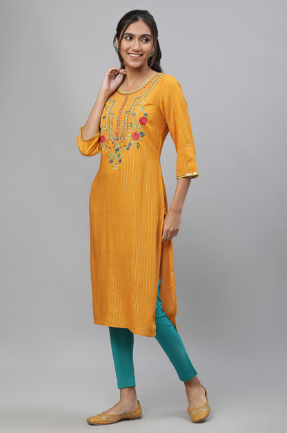 Yellow Embroodered Festive Kurta