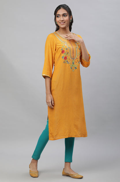 Yellow Embroodered Festive Kurta