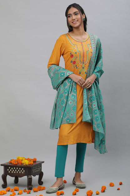 Yellow Embroodered Festive Kurta