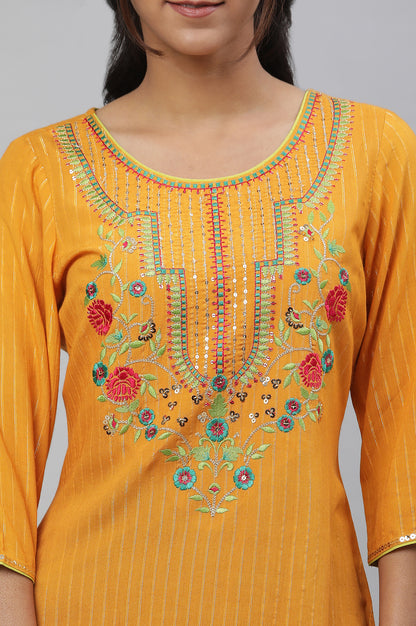 Yellow Embroodered Festive Kurta