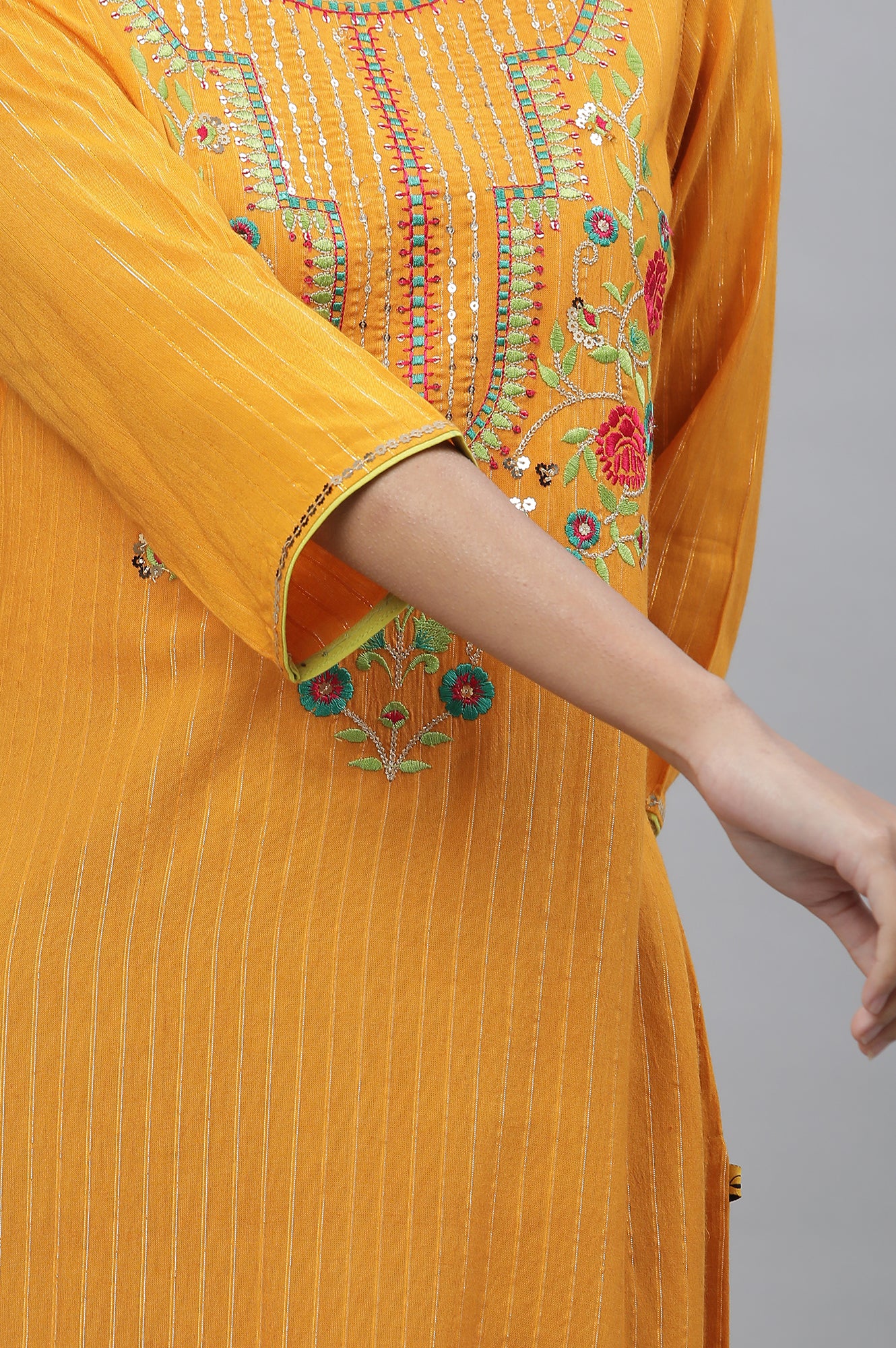 Yellow Embroodered Festive Kurta