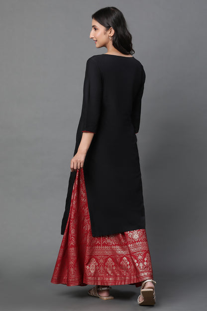 Black Zari Embroidered Festive Kurta