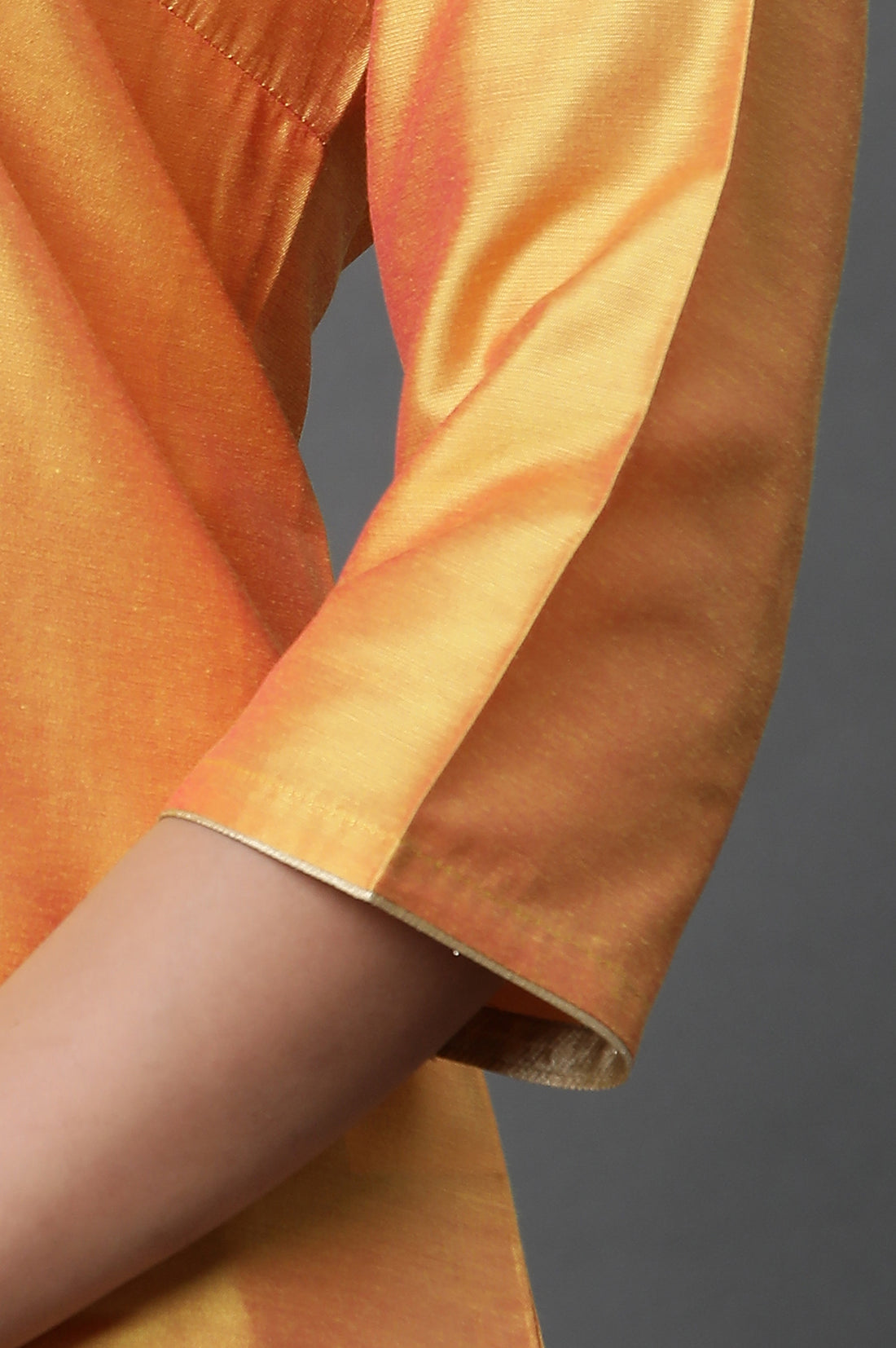 Yellow Solid Embroidered Straight Woven Kurta