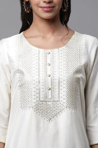 White Zari Embroidered Festive Kurta