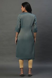 Green Embroidered Straight Kurta