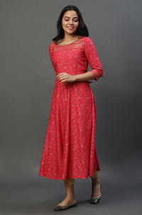 Pink A-libe Floral Printed Embellished Kurta