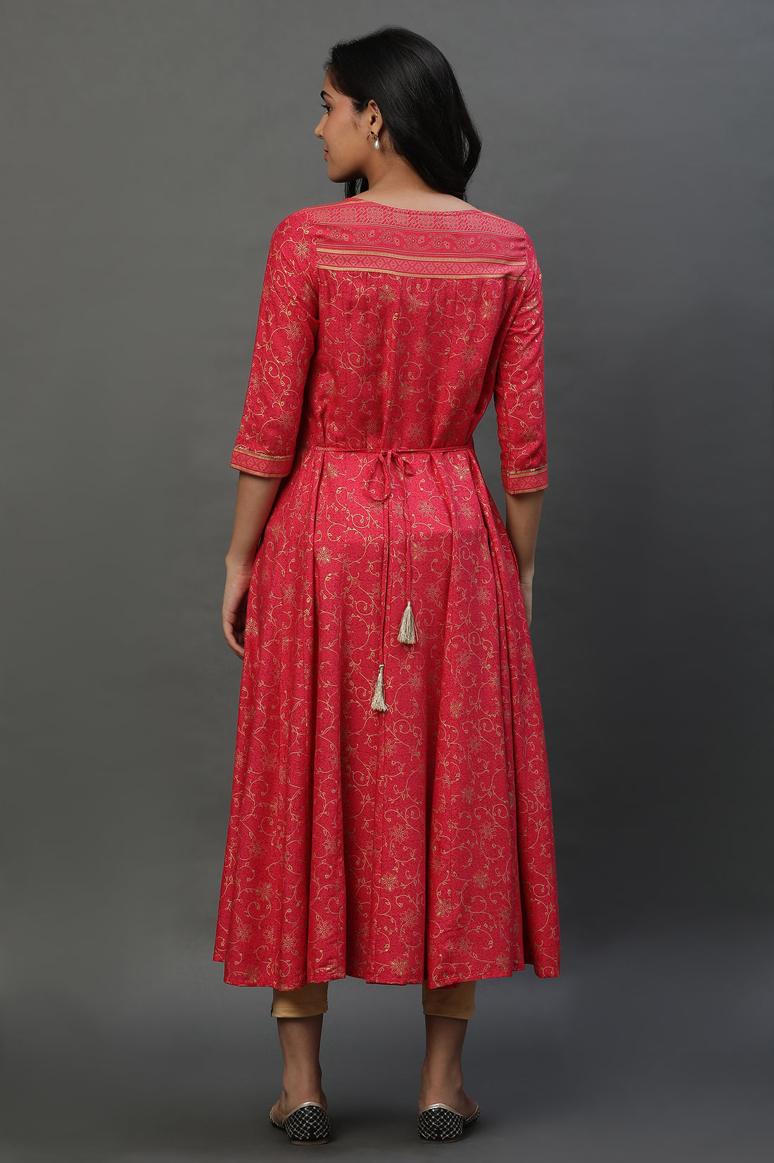 Pink A-libe Floral Printed Embellished Kurta