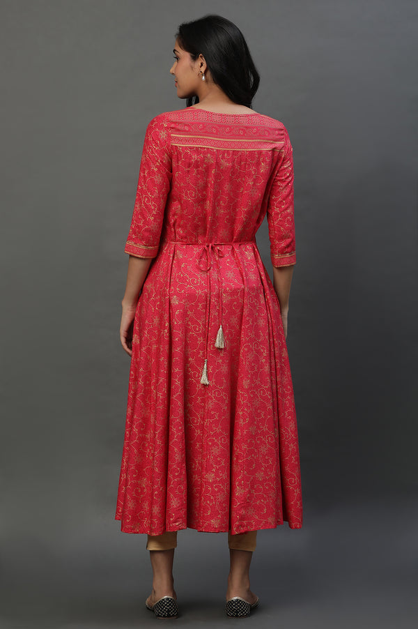 Pink A-libe Floral Printed Embellished Kurta