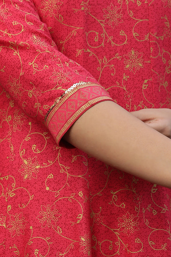 Pink A-libe Floral Printed Embellished Kurta