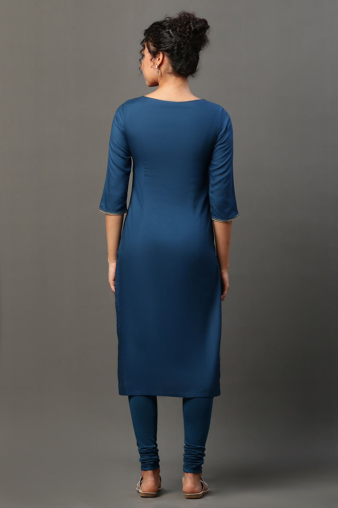 Blue Embroidered Festive Kurta