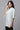 White V-neck Short Kurti with Blue Stripes