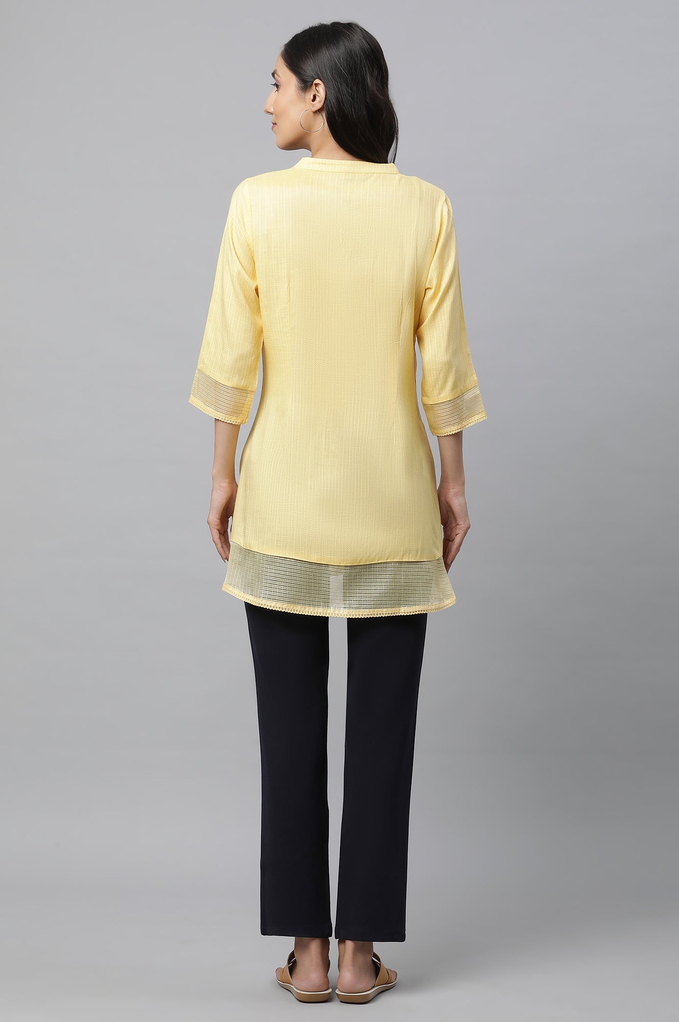 Yellow Panelled Western Aurelia Kurti