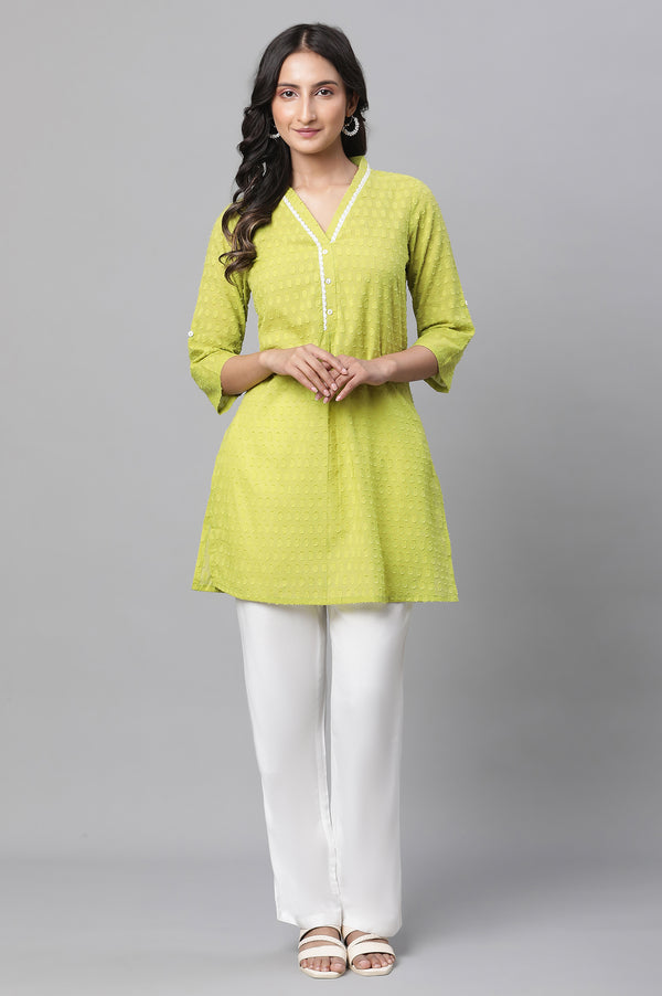 Green Floral Printed Casual Kurti