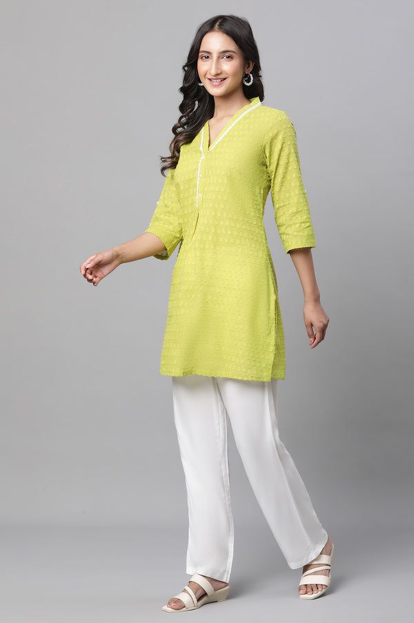 Green Floral Printed Casual Kurti