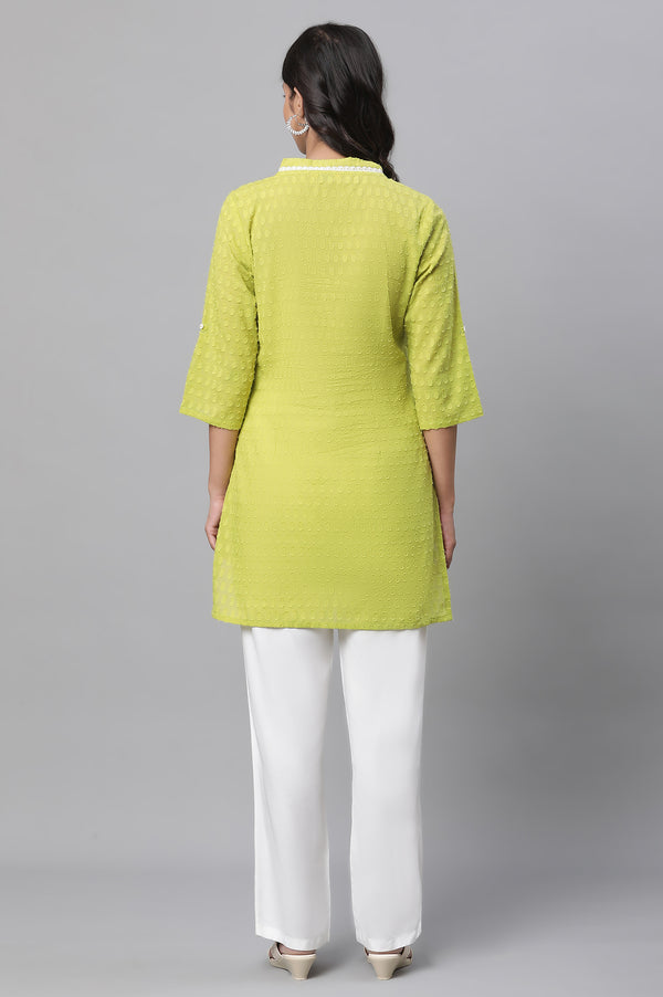 Green Floral Printed Casual Kurti