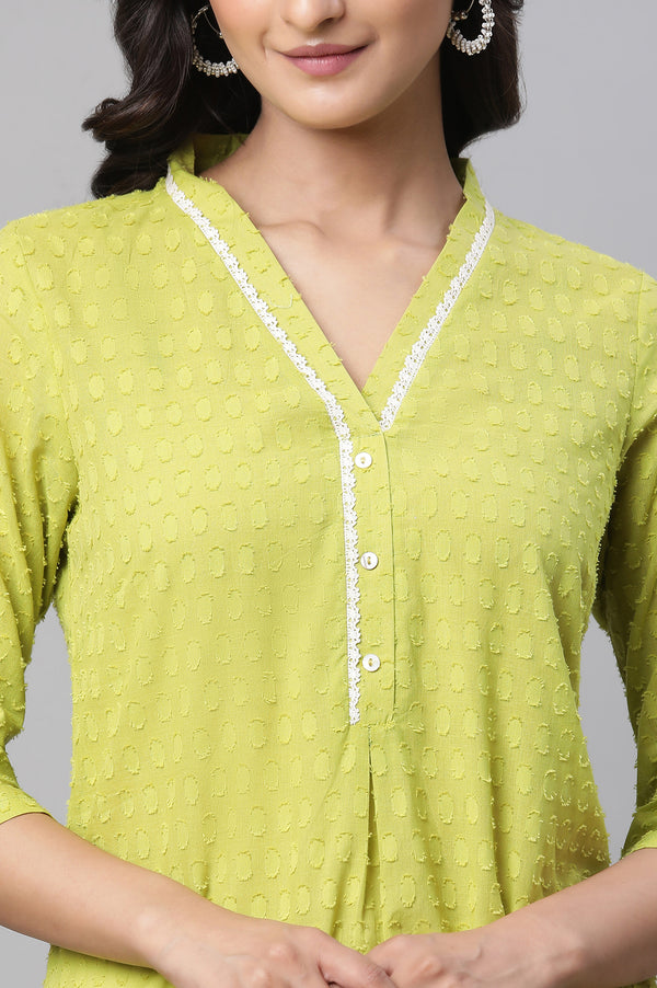 Green Floral Printed Casual Kurti