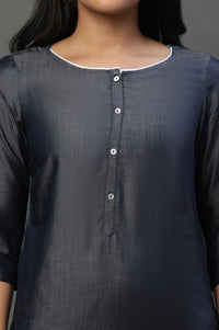 Blue Cotton Denim Western Kurti