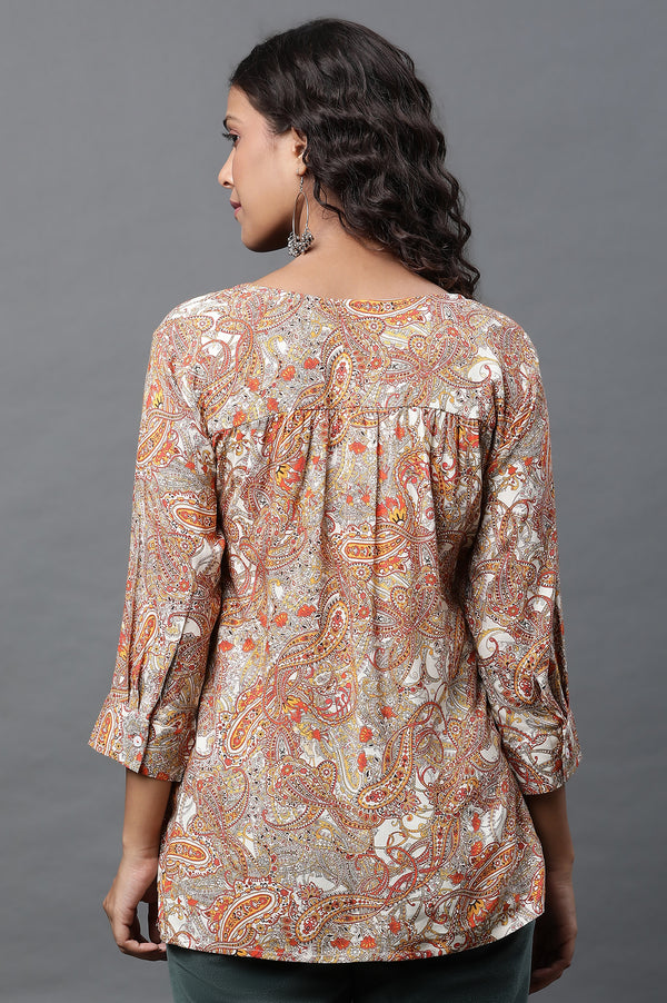 Multi-Coloured Paisley Printed Casual Kurti