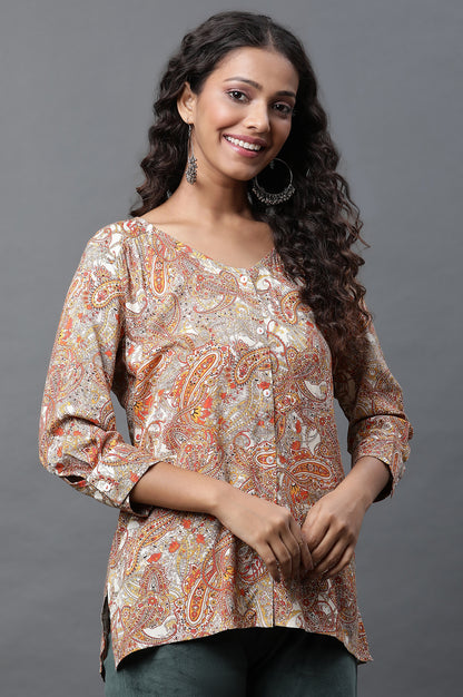 Multi-coloured Paisley Printed Casual Kurti