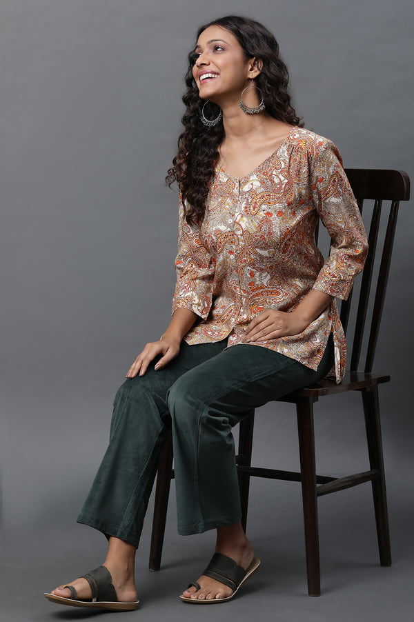 Multi-Coloured Paisley Printed Casual Kurti