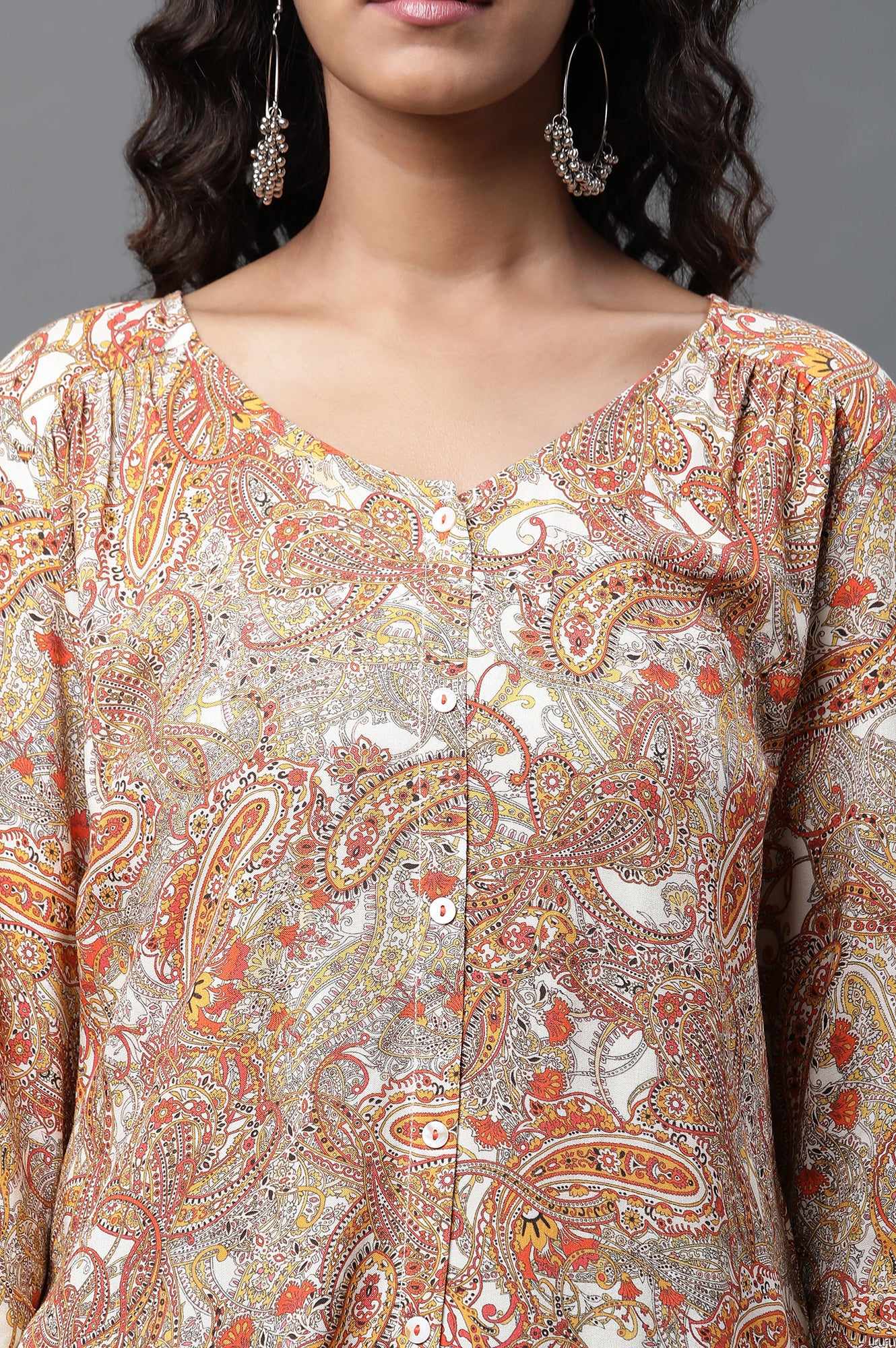 Multi-coloured Paisley Printed Casual Kurti