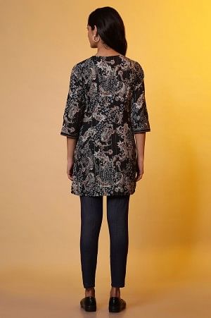 Black Floral Printed Kurti