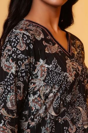 Black Floral Printed Kurti