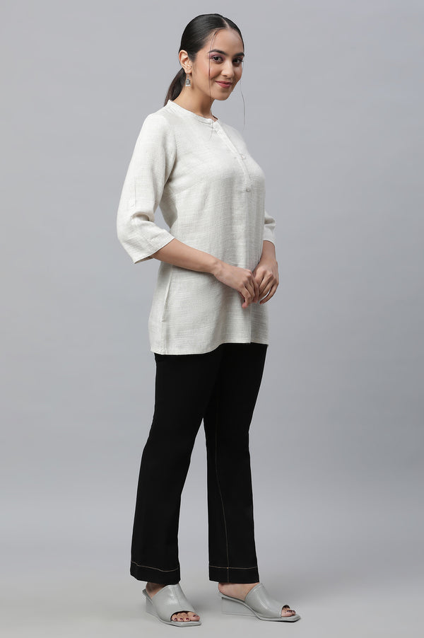 Khadi Beige Basic Straight Cotton Kurti