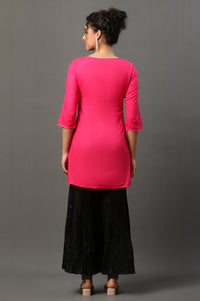 Pink Embroidered Short Kurti