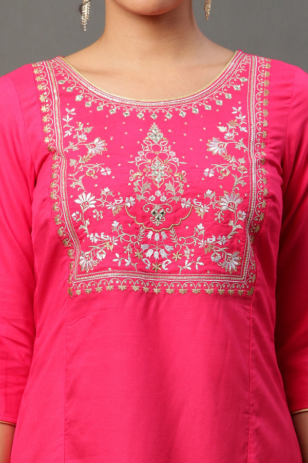Pink Embroidered Short Kurti