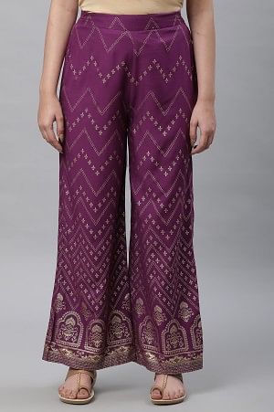 Purple Printed Festive Palazzo