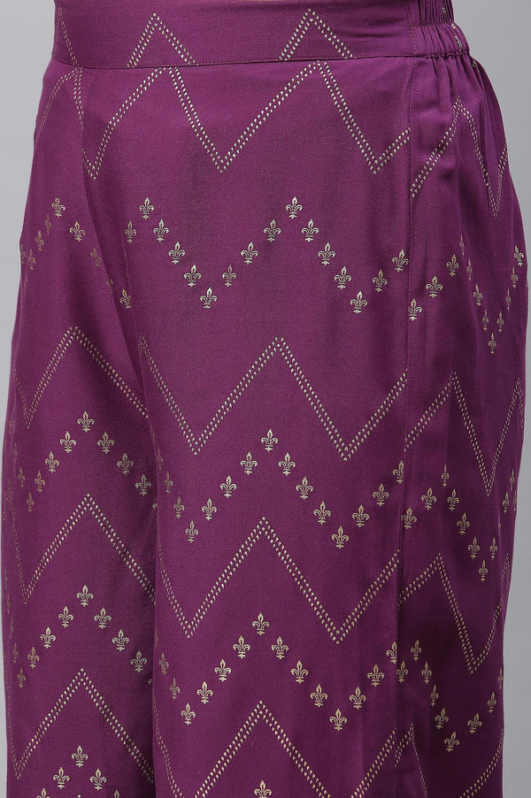 Purple Printed Festive Palazzo