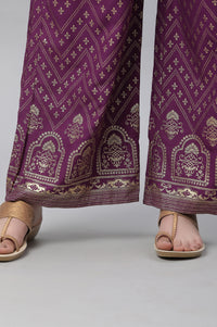 Purple Printed Festive Palazzo