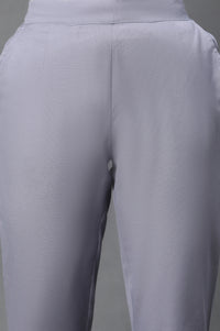 Grey Cotton Flax Straight Trouser Pants