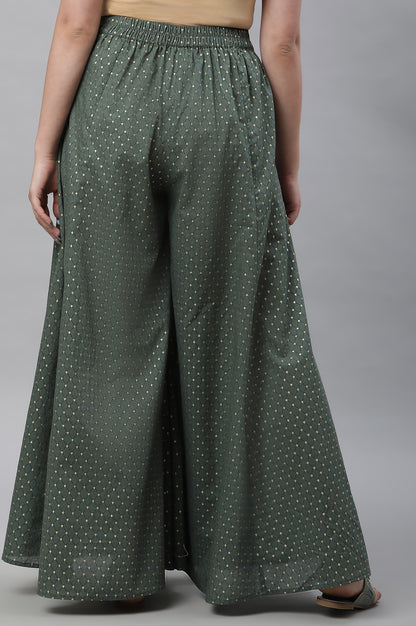 Green Printed Semi-Flared Palazzo