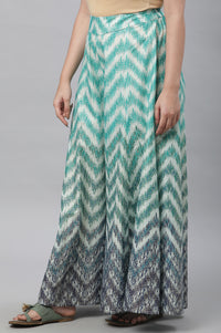 Green Printed Semi-Flared Palazzo