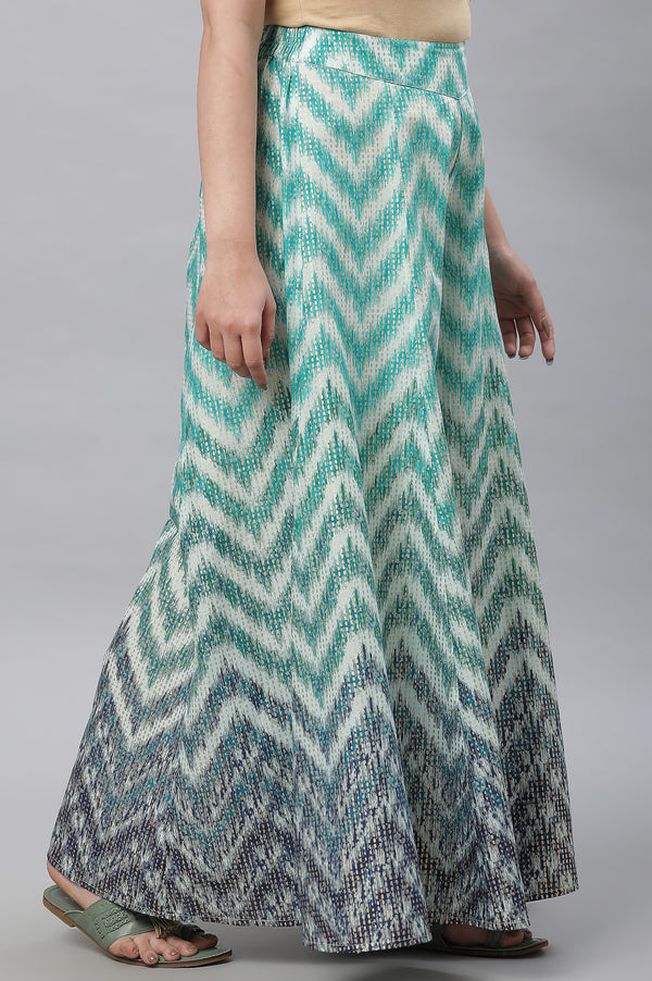 Green Printed Semi-Flared Palazzo