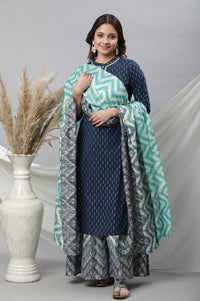 Green Printed Semi-Flared Palazzo