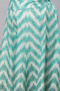 Green Printed Semi-Flared Palazzo