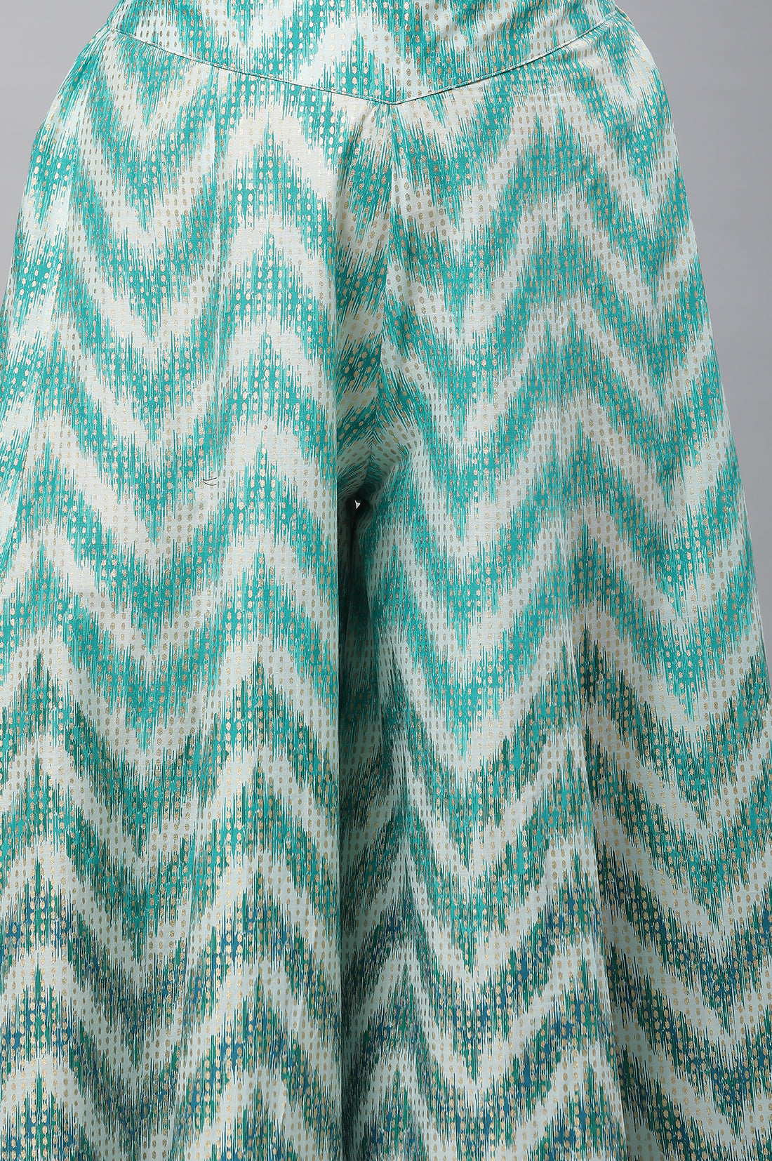 Green Printed Semi-Flared Palazzo