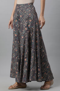 Grey Printed Semi-Flared Palazzo