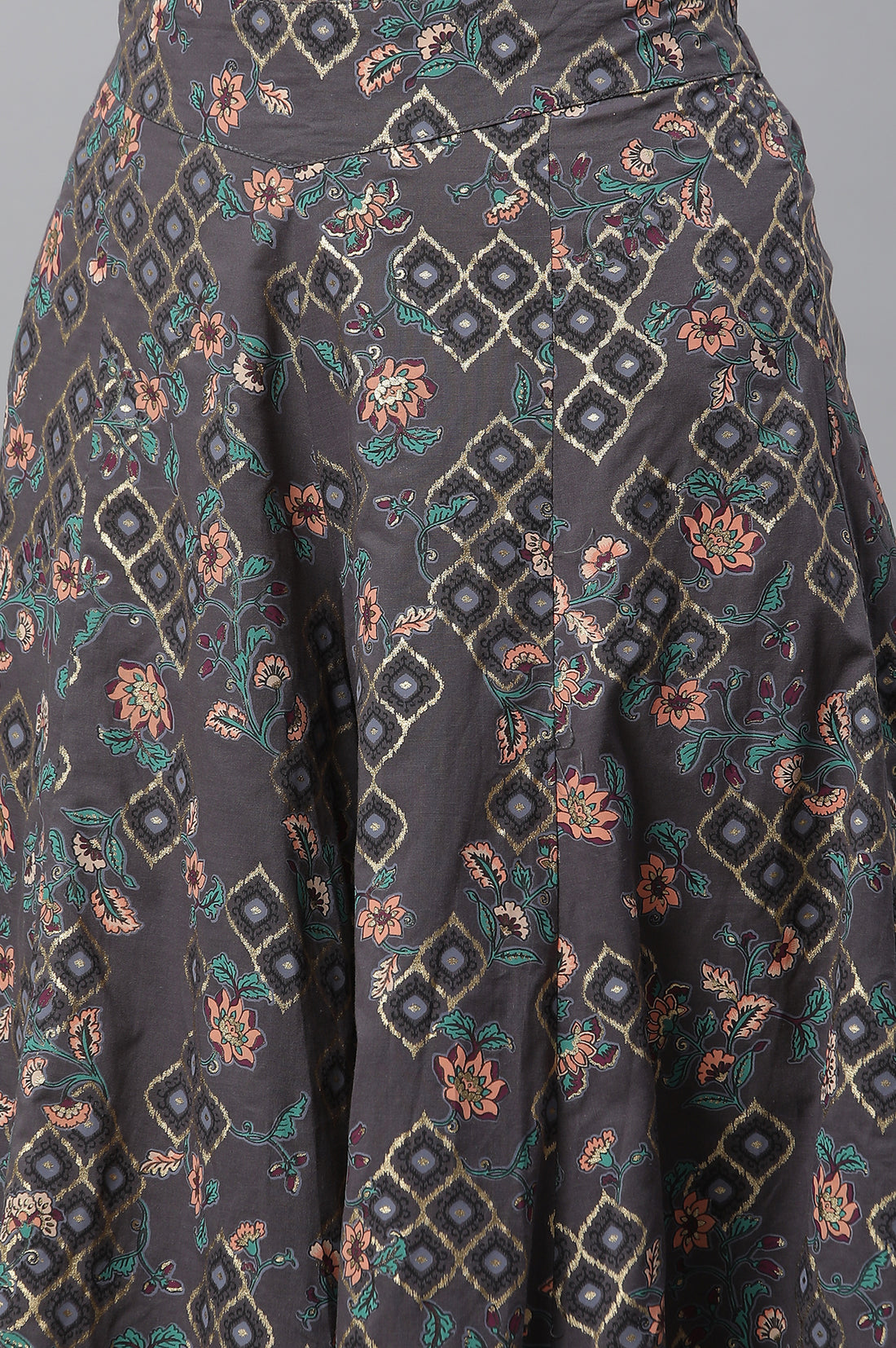 Grey Printed Semi-Flared Palazzo