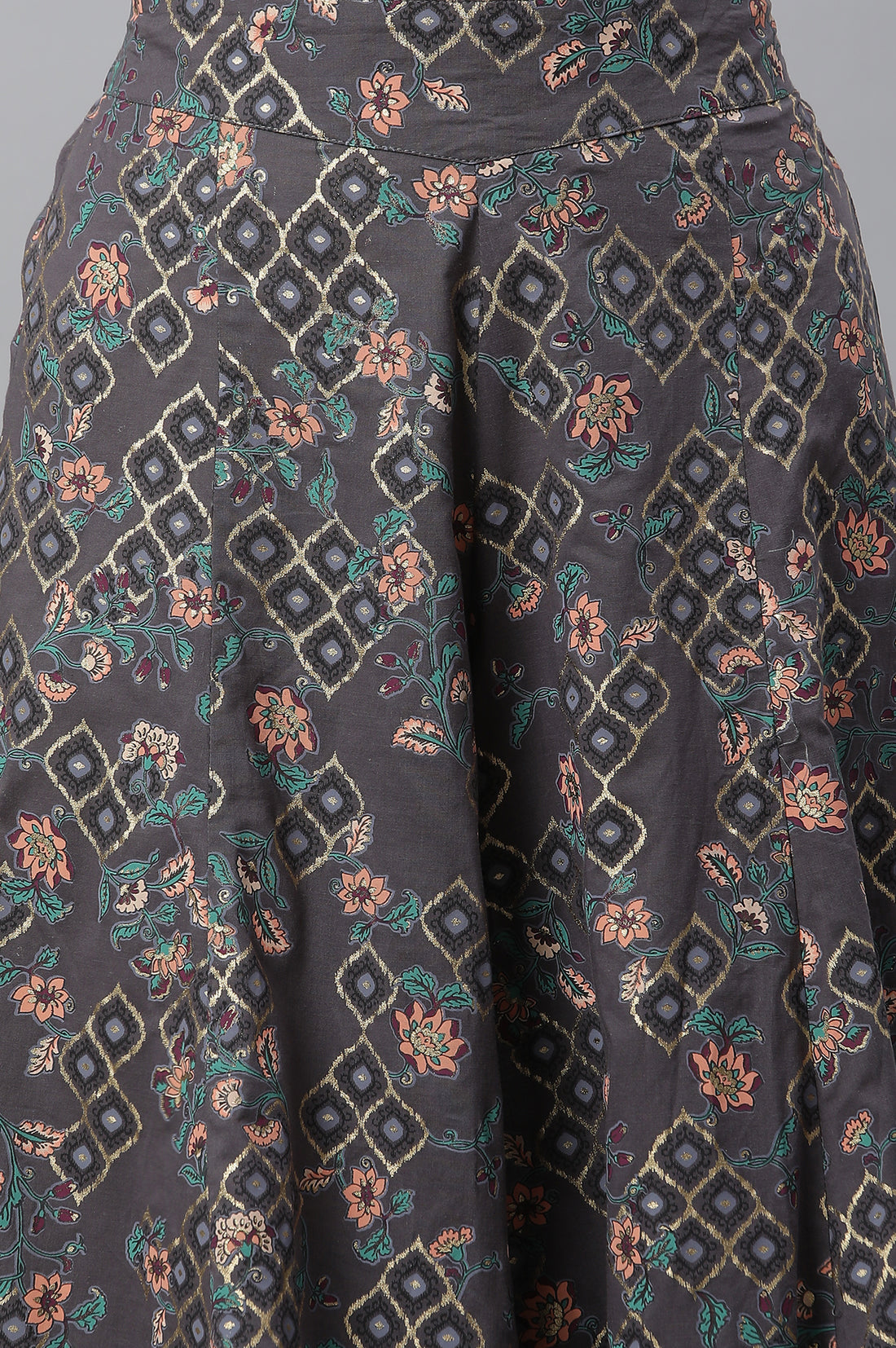 Grey Printed Semi-Flared Palazzo