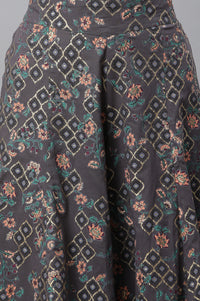 Grey Printed Semi-Flared Palazzo