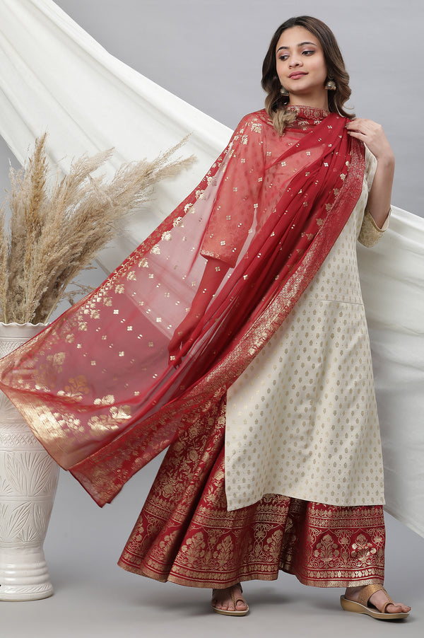 Maroon Printed Flared Skirt